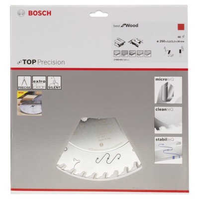 Bosch - Best Serisi Hassas Kesim Ahşap için Daire Testere Bıçağı 250*30 mm 40 Diş