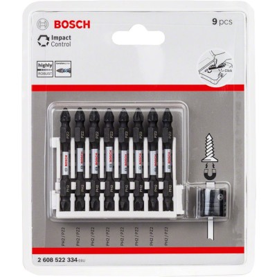 Bosch - Impact Control Serisi Çift Taraflı Vidalama Ucu 8'liPH2/PZ2 *65mm + Mıknatıslı Tutucu