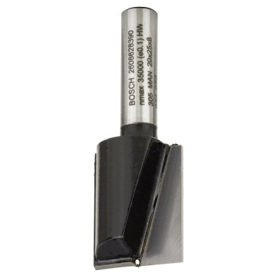 Bosch - Standard Seri Ahşap İçin Çift Oluklu, Sert Metal Düz Freze Ucu 8*20*56mm