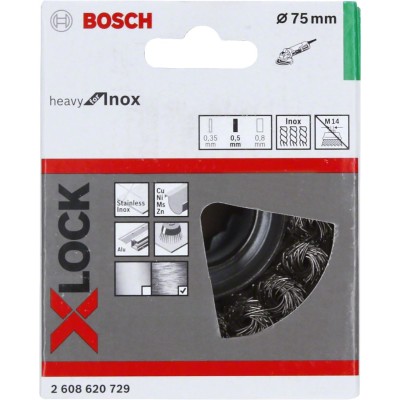 Bosch - X-LOCK - Heavy Serisi Inox İçin Burgulu Tel Fırça 75*0,5 mm