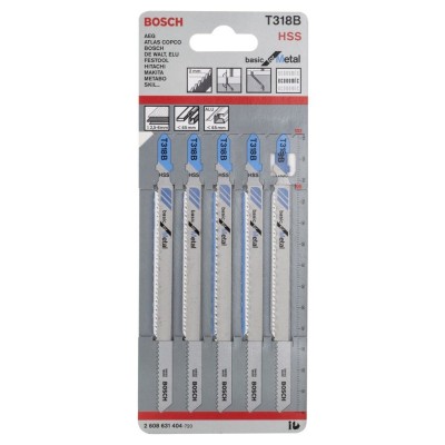 Bosch - Ekonomik Seri Metal İçin T 318 B Dekupaj Testeresi Bıçağı - 5'Li Paket