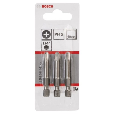 Bosch - Extra Hard Serisi Vidalama Ucu PH3*49 mm 3'lü