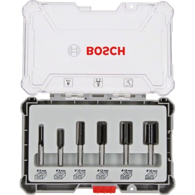 Bosch - Profesyonel 6 Parça Düz Freze Ucu Seti 8 mm Şaftlı