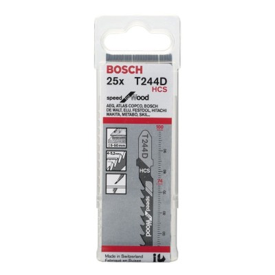 Bosch - Hızlı Kesim Serisi Ahşap İçin T 244 D Dekupaj Testeresi Bıçağı - 25'Li Paket