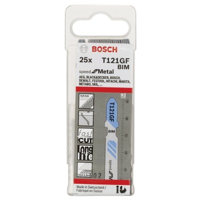 Bosch - Hızlı Kesim Serisi Metal İçin T 121 GF Dekupaj Testeresi Bıçağı - 25'Li Paket
