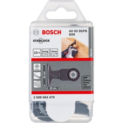 Bosch - Starlock - AII 65 BSPB - BIM Sert Ahşap İçin Daldırmalı Testere Bıçağı 10'lu