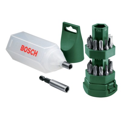 Bosch - 25 Parça Vidalama Seti (Tornavida Fonksiyonlu Kutu)