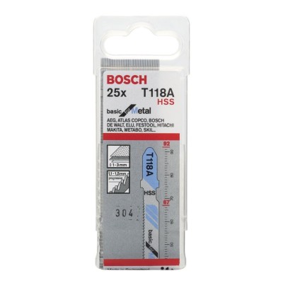 Bosch - Ekonomik Seri Metal İçin T 118 A Dekupaj Testeresi Bıçağı - 25'Li Paket