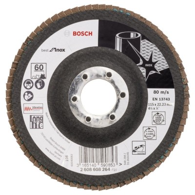 Bosch - 115 mm 60 Kum Best Serisi Inox Flap Disk