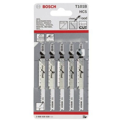 Bosch - Temiz Kesim Serisi Ahşap İçin T 101 B Dekupaj Testeresi Bıçağı - 5'Li Paket
