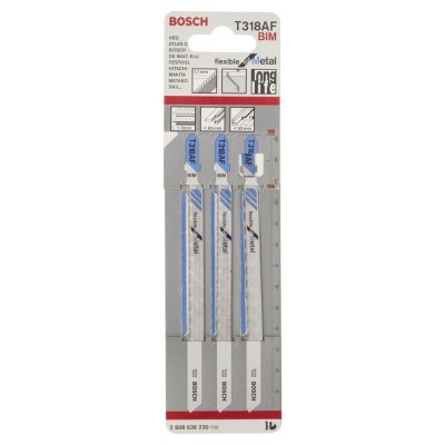 Bosch - Kırılmaya Karşı Dayanıklı Seri Metal İçin T 318 AF Dekupaj Testeresi Bıçağı - 3'Lü Paket