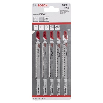 Bosch - Temiz Kesim Serisi PVC İçin T 302 H Dekupaj Testeresi Bıçağı - 5'Li Paket