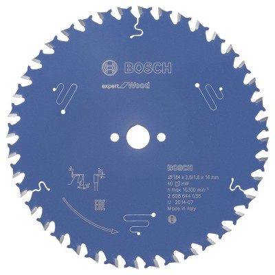 Bosch - Expert Serisi Ahşap için Daire Testere Bıçağı 184*16 mm 40 Diş