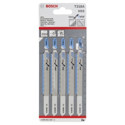 Bosch - Ekonomik Seri Metal İçin T 318 A Dekupaj Testeresi Bıçağı - 5'Li Paket