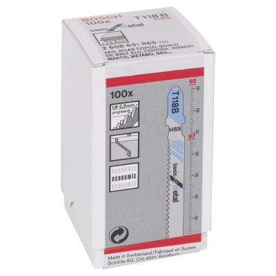 Bosch - Ekonomik Seri Metal İçin T 118 B Dekupaj Testeresi Bıçağı - 100'Lü Paket