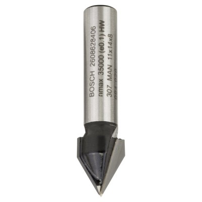 Bosch - Standard Seri Ahşap İçin Çift Oluklu Sert Metal V-Kanal Freze 8*11*45 mm