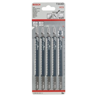 Bosch - Hızlı Kesim Serisi Ahşap İçin T 344 D Dekupaj Testeresi Bıçağı - 5'Li Paket
