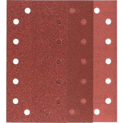 Bosch - Titreşimli Zımpara Kağıdı 10'lu Set, 115 x 230 mm 60/120/180 Kum 14 Delik