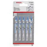 Bosch - Ekonomik Seri Metal İçin T 118 A Dekupaj Testeresi Bıçağı - 5'Li Paket